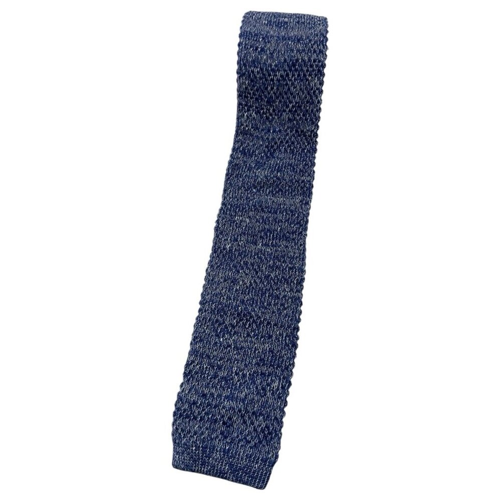 HACKETT Men's Cotton Linen Knit Necktie LUXURY Blue White Speckled W:2.2" EU